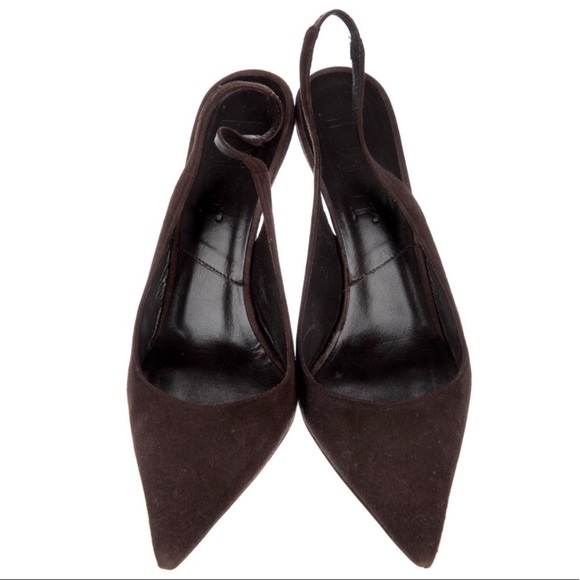 MISSDIOR Slingback 9 Marron Moyen Pumps Brown Suede Pointed Toe Size 36.5 - Picture 2 of 11